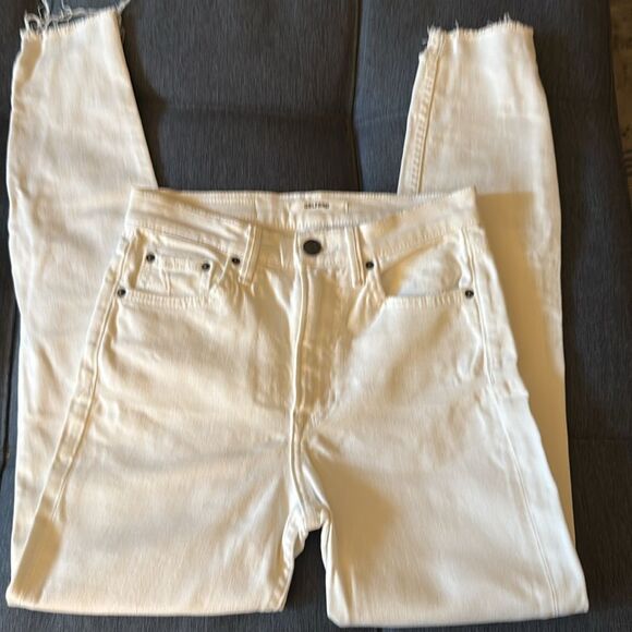 Grlfrnd Kendall White Noise Denim Cropped Jeans with Zip Ankle. Size 24. - Picture 7 of 14